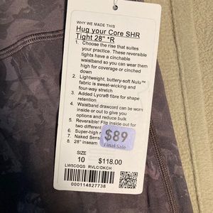 Lululemon Hug your Core SHR tight
